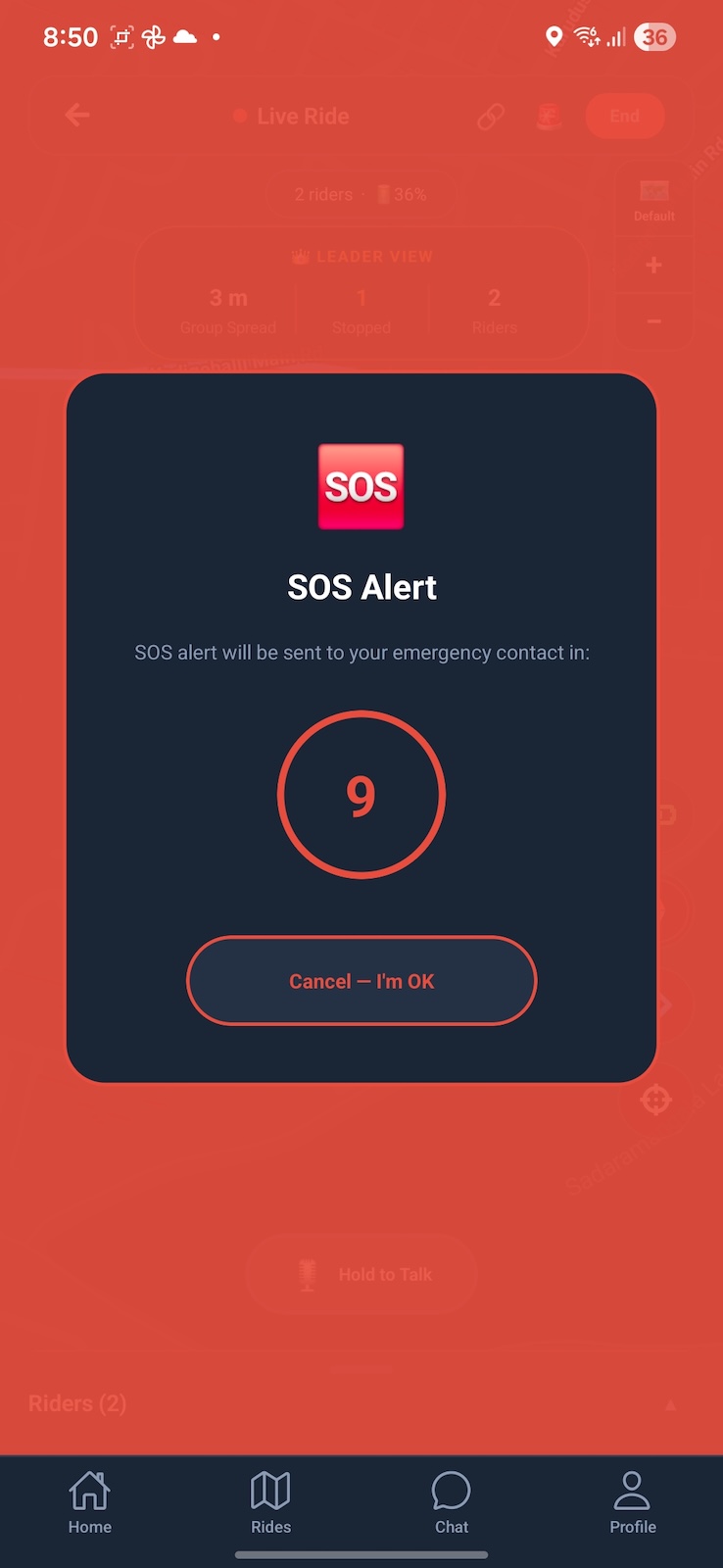 SOS alert overlay